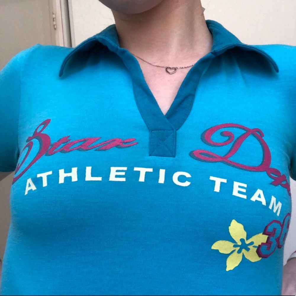 deadstock y2k double layered blue polo  ☆ - Picture 4 of 4
